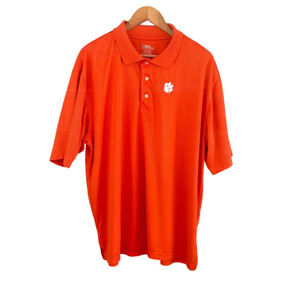 PGA Tour Mens Clemson Polo Shirt XXL 2XL Orange Tigers Golf